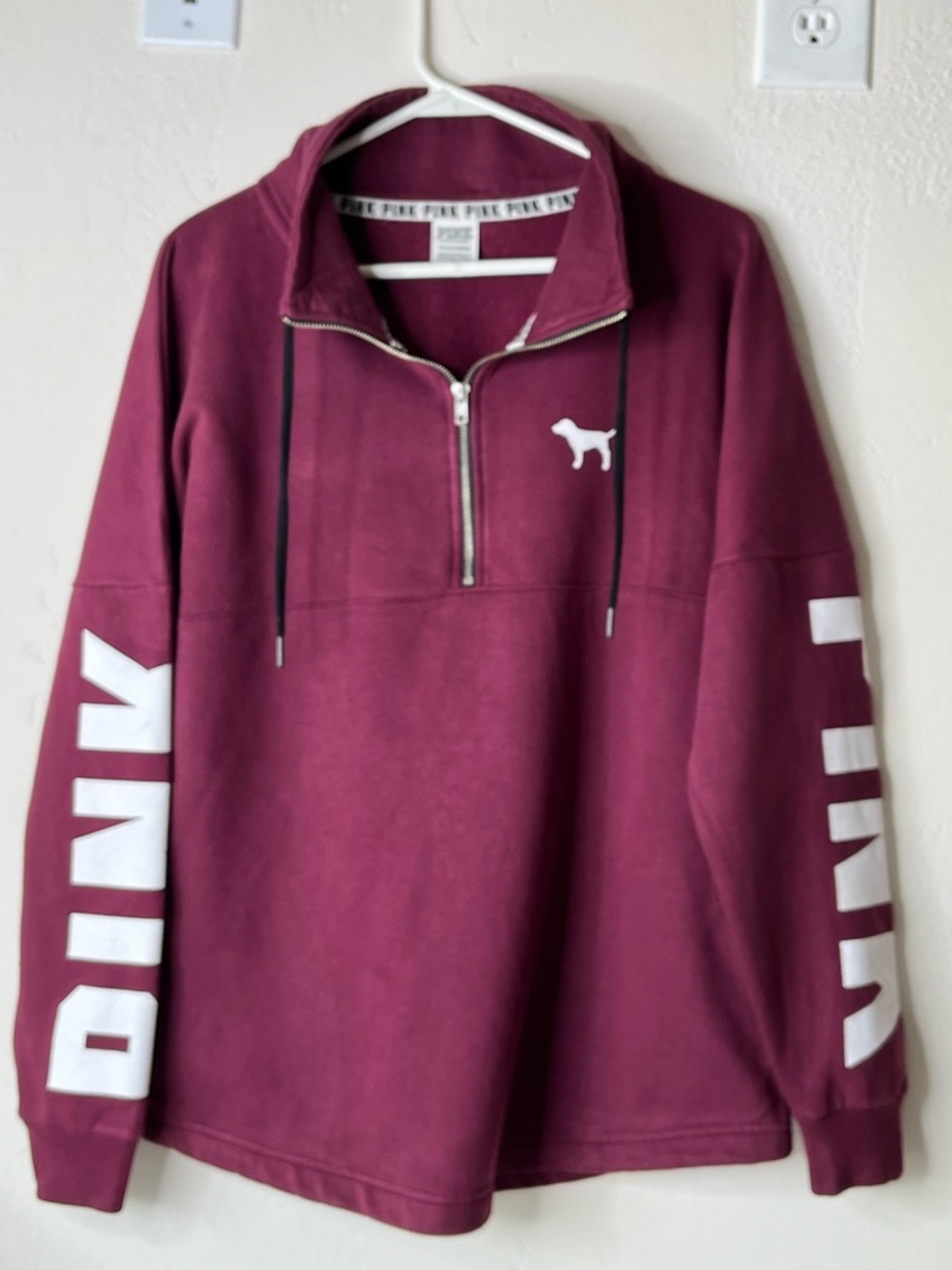 PINK Victoria's Secret Crewneck Sweatshirt in Maroon and White